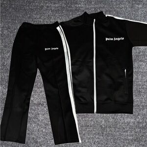 Palm Angels Tracksuit Set Pants/Zip Up Black and White